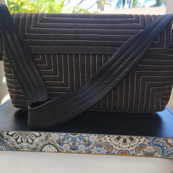 Bally Canvas Leather Quilted Semi-Shoulder Bag - 11.5 x 7" x 2.5" - Picture 4 of 8